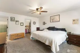 the primary suite includes a huge walk in closet