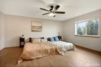 Huge primary bedroom! Currently fitting a King and Twin combined family bed!