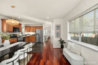 Kitchen is open to dining area for easy meals and entertaining.