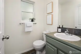 A convenient half bath on the main level!