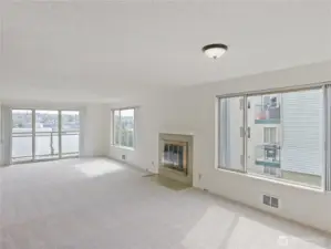 Spacious and light filled living and dining rooms. all freshly painted and featuring new carpet.