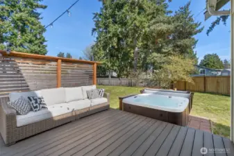 Convenient hot tub for enjoying and relaxing.