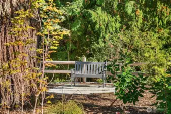 Garden benches are placed throughout the common area gardens.  Come and sit a spell?