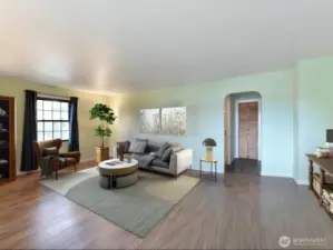 Main floor living room staged