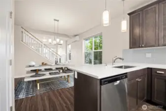 Looking toward the dining room from the kitchen.