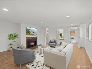 Another view of lower level family room, virtually staged.