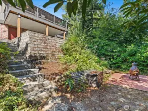 View to house from lower patio.