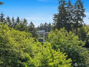 View of light rail from backyard main floor deck.