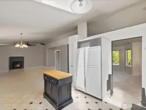 view from kitchen to family room.