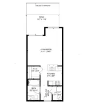 Patio is the whole space measurement, including the community part.