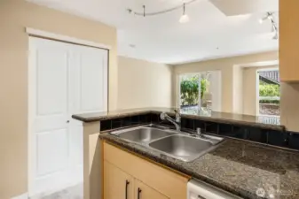 Kitchen and the door on the left to the walk-in closet