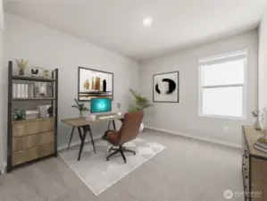Bedroom space or perfect for home office. Photo is representational. Actual home is under construction. Colors, materials, and features may vary. See site agent for details.
