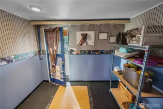 Coming in from the back yard, you have this huge mudroom- currently used as the dog room- great place to wipe off muddy feet-be they human or pet.