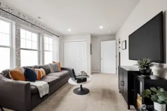 Check out all the windows in the bonus room. Photo is representational. Actual home is under construction and materials, colors, and finishes will vary. See site agent for details.