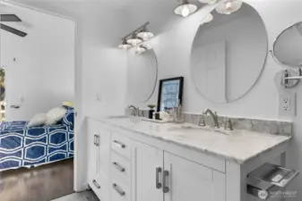 Dual Vanities in the Upstairs Bathroom