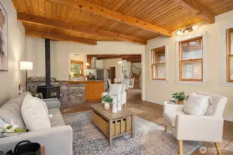 Enter to an open-concept living area on the main level.