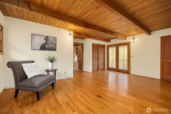 Upstairs a generous landing opens to two bedrooms.