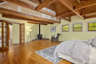 Complete with cozy woodstove!