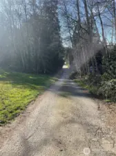 View West down Sipes lane from near SE corner of lot
