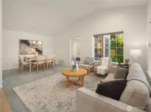 Open living room & dining room