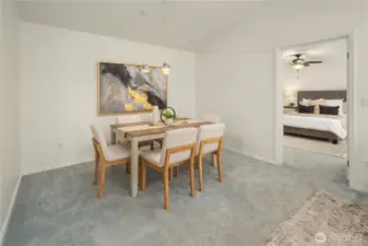Sapcious dining room can easily fit 8-10 person table