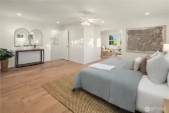 Huge primary suite with french doors in to additional suite room