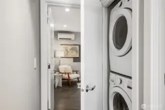 Stack washer and dryer.