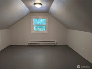 Upstairs bedrooms are waiting for your choice of flooring! The middle of the ceiling is 80" tall.