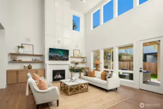 2 story great room that overlooks the private backyard