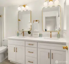 Brand new primary bathroom? Yup. You don't usually find this much space in an MCM primary.