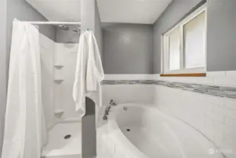 Remodeled Bathroom with soak-in Tub