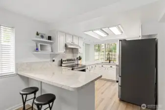 Kitchen bar allows for stool seating