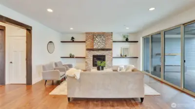 There's room for in this over sized family that overlooks the backyard and pool