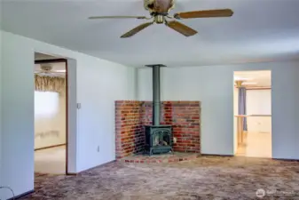 Gas stove keeps the living space warm and inviting