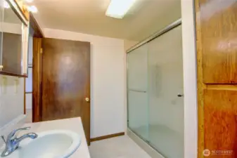 Continental style 3/4 bath with walk-in shower - previously a full tub/shower combo