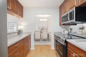 Beautifully updated kitchen with granite counters