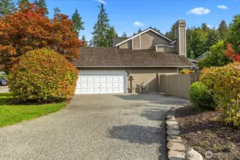 2 car garage on the side of the home
