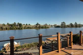 The back deck is huge.  Your view across the lake of the islands gives you constant wildlife viewing.