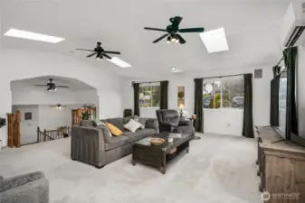 Ceiling Fans, and Skylights and Windows….Oh My!   It’s incredibly spacious with fresh carpeting!