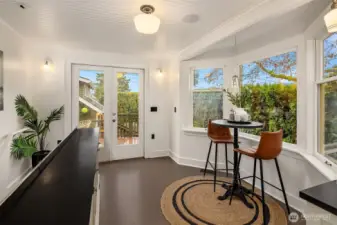 Breakfast area leads to back deck