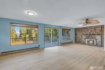 Wood burning fireplace will keep you toasty on chilly island evenings