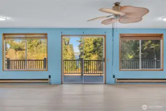 Wall of windows lets in the light and the view