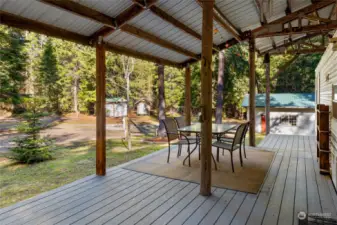 The covered deck is THE place hang out and enjoy the peace and quiet.