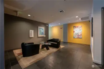 More examples of installed art in another casual sitting area.
