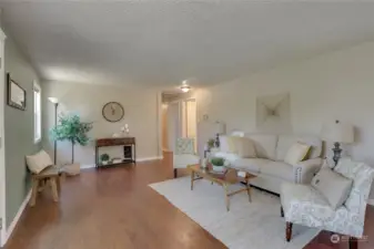 Elegant living room with new flooring