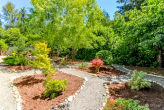 Walking paths and drought tolerant plants