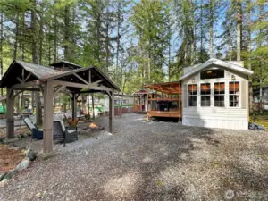 Open sided gazebo to allow for enjoyment of the fire pit in any weather!