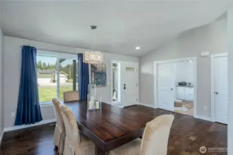 Dining Area. Engineered hardwoods in main living areas.