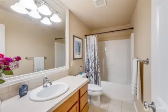 Secondary full bathroom. Tile work.