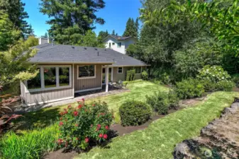 Quiet, private and fenced yard is an oasis